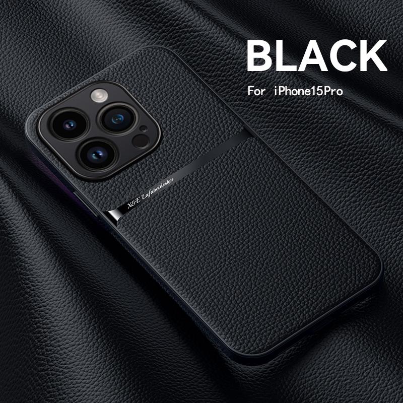 For iPhone 15 14 13 12 11 Pro Max Case Magnetic Car Holder Phone Case For iPhone 14 15 Plus X XR XS Max Soft Leather Back Cover