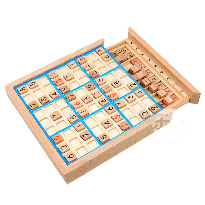 Wooden Sudoku Puzzles Board Game With Drawer 81 Grid Logical Thinking Training Educational Desktop