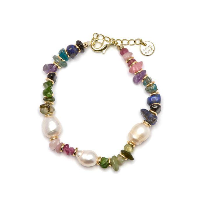 Bracelet - Luxenter - Kasyo - Pierre naturelle multicolore - finition or jaune 18K - 16,5 cm + 3,5 cm d'extension