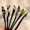 Antique Wood Hairpins Female New Chinese Simple Geometric Black Hair Sticks Hair Clips For Women Hair Accessories Pearl Headwear