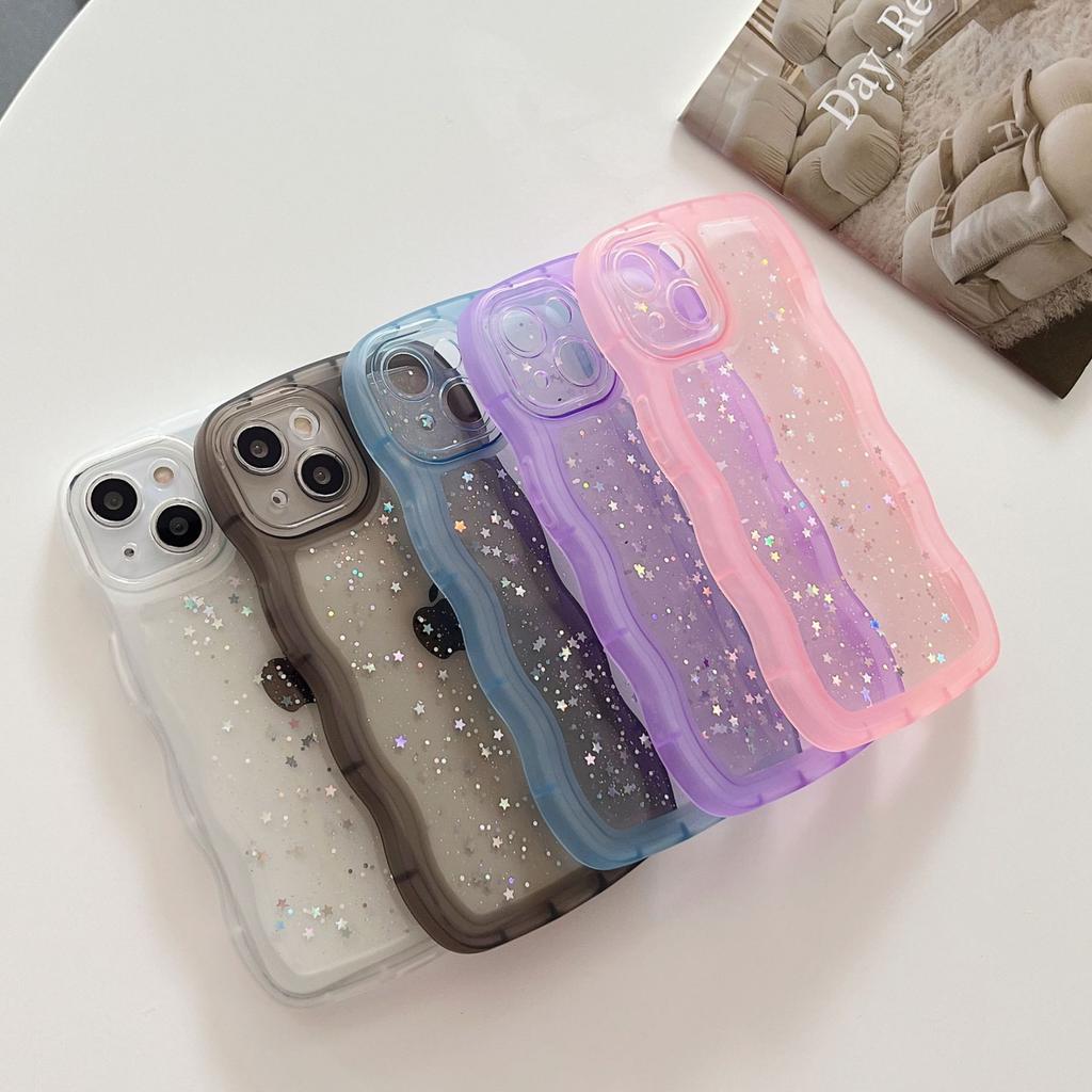 Glue Glitter Powder Wave IPhone 16E Mobile Phone Case Suitable for Apple 15 Promax Anti-fall 14 Protective Case