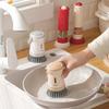 Non-Scratch Pot Cleaning Brush Ergonomic Soap Dispensing Palm Brush Kitchen Scrub Brush  Kitchen