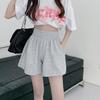 Women's Korean Style Gray Wide-Leg Elastic Waist Shorts - Lightweight, Versatile & High-Waisted Summer Pants