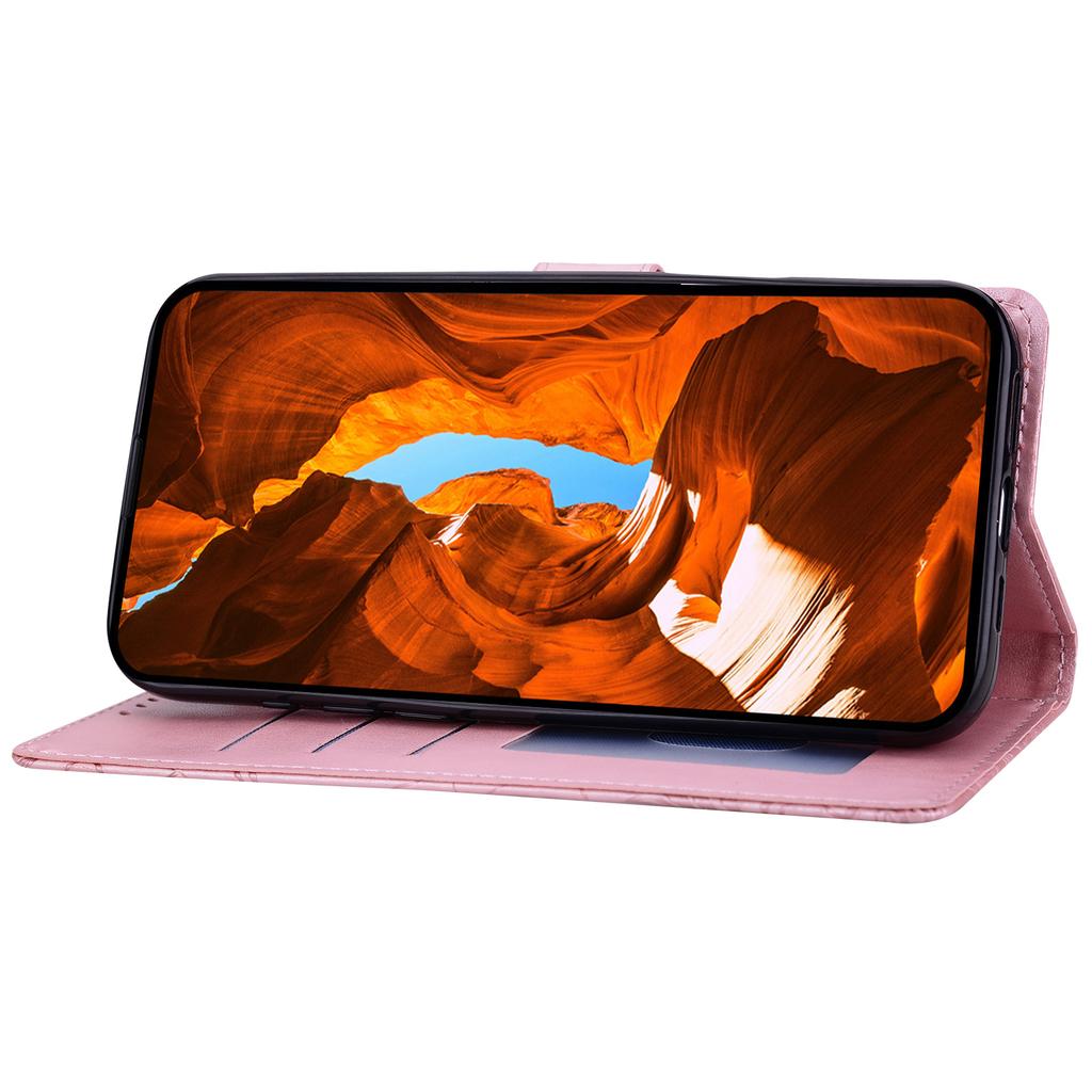 Pro Motorola Edge 60 Pro 5G Kožené pouzdro S potiskem květinového vzoru Peněženka Stojánek Flipový kryt na telefon