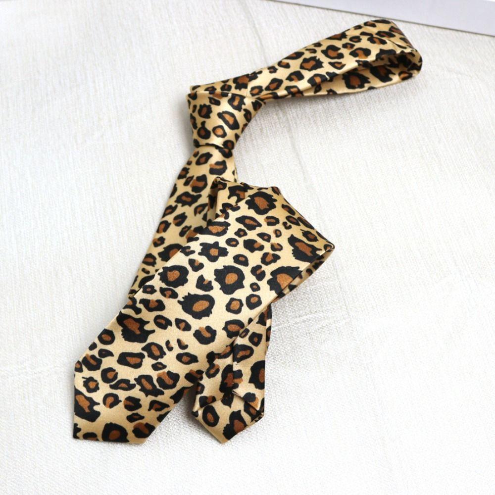 Trendige Gestreifte Krawatte 5 cm Breit Schmale Krawatte Retro Leopardenmuster Krawatte Tägliche Kleidung