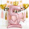 40inch Pink Crown Aluminum Foil Number 1st Balloon with Pink Bow Balloon for Birthday Party Decor Supplies Girls First Birthday