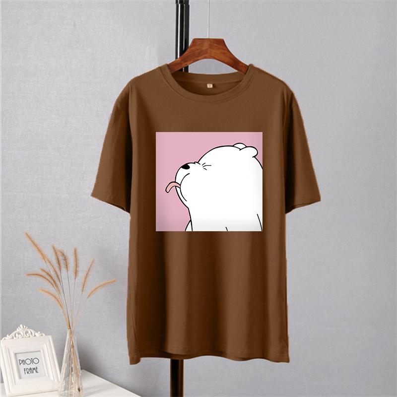 Shellsuning Summer Cute Printed Cotton T Shirt Women Loose Short Sleeve Trend Tees Female Casual Streetwear All-match Basic Tops