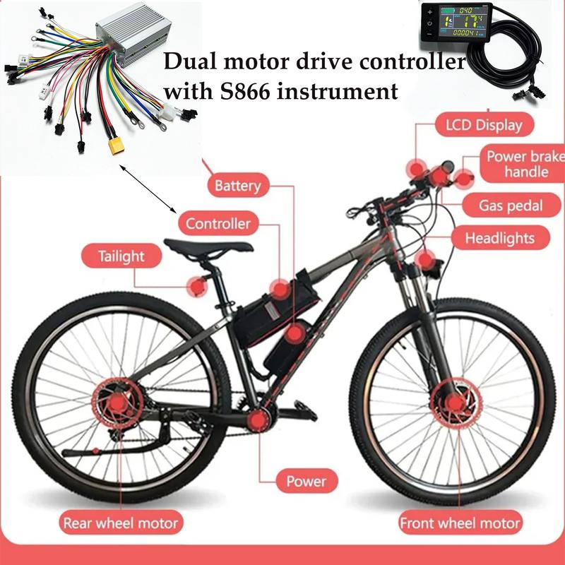 350W-2000W BLDC Doppelantriebsmotor Sinuswellen-E-Bike-Controller mit S866 UART Protokoll NR. 2 36V-52V 25A-50A 3-Modus für E-Go-Kart