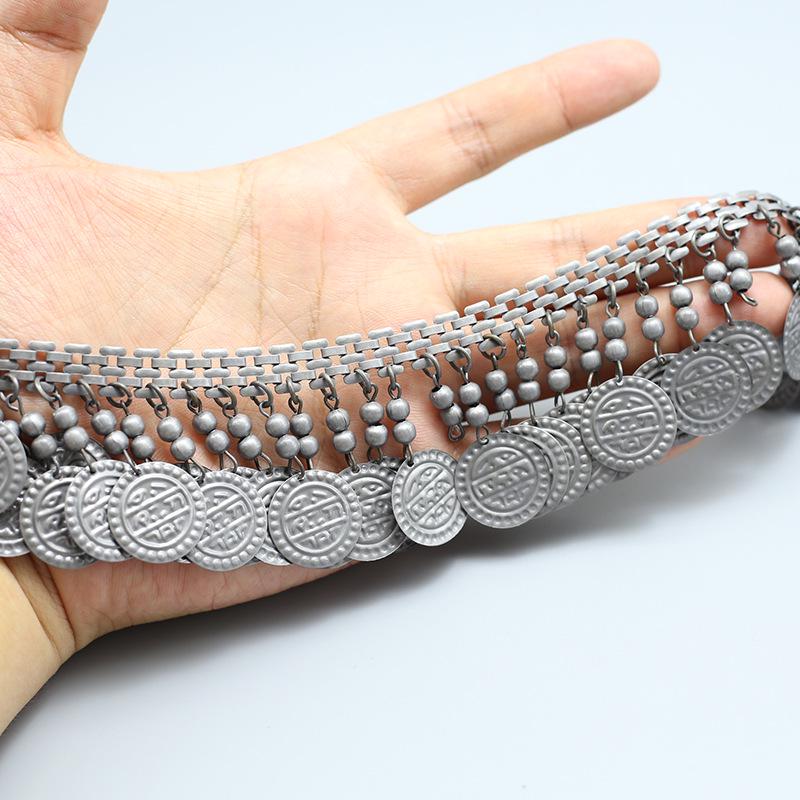 Gold-Plated Ethnic Metal Lace Waist Chain for Belly Dance Skirt