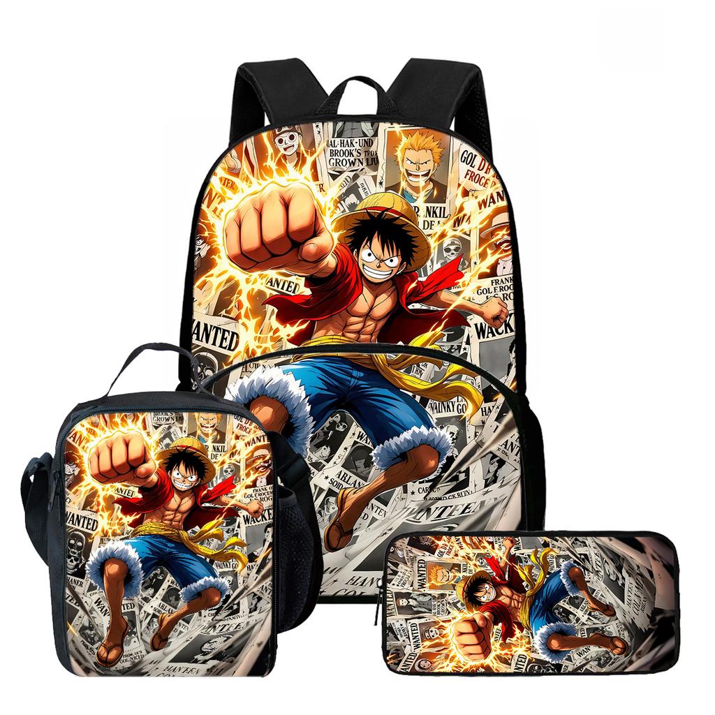 3-in-1 One Piece Backpack Set for Boys Girls Age 6-10, Light Weight School Kit with Front Pocket with Lunch Bag and Pencil Case