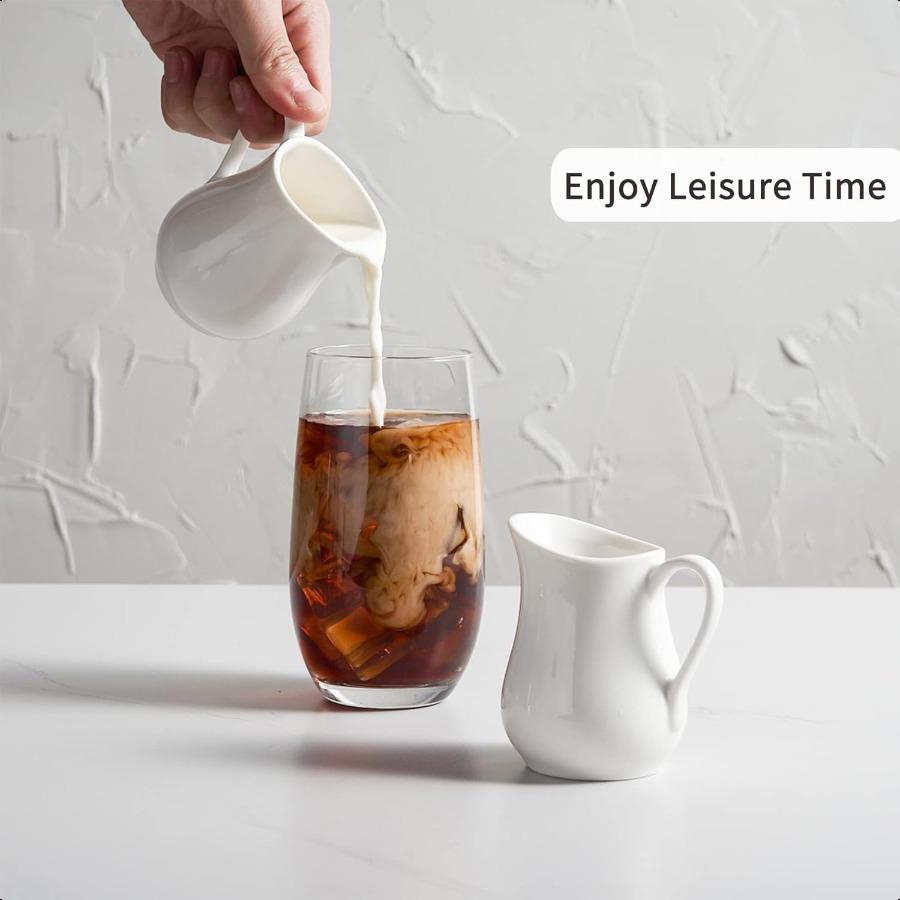 

Набор из 2 маленьких классических белых керамических молочников по 4 унции с ручкой, из тонкого фарфора, маленький молочник, керамический контейнер для сливок United States