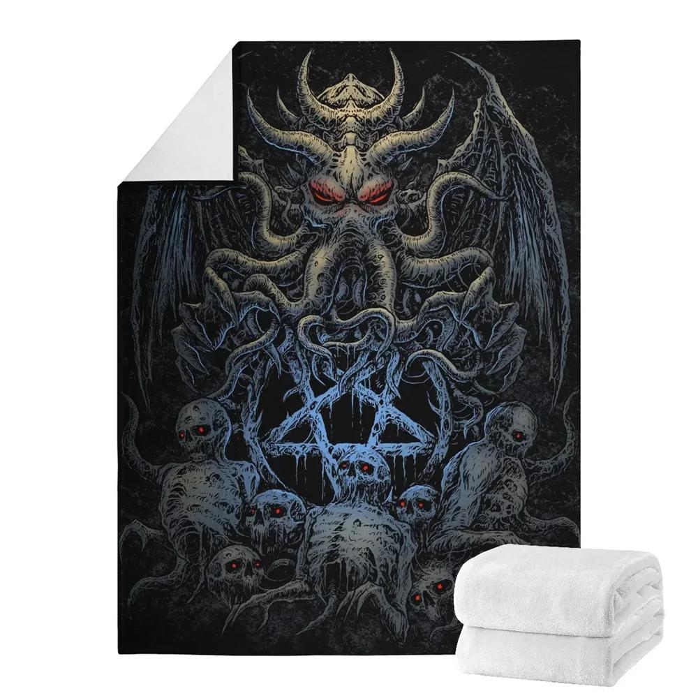 Gothic Punk Style Plush Throw Blanket for Bedroom Death Skull Printed Throw Blankets Special Halloween Gifts for Teenager Adluts