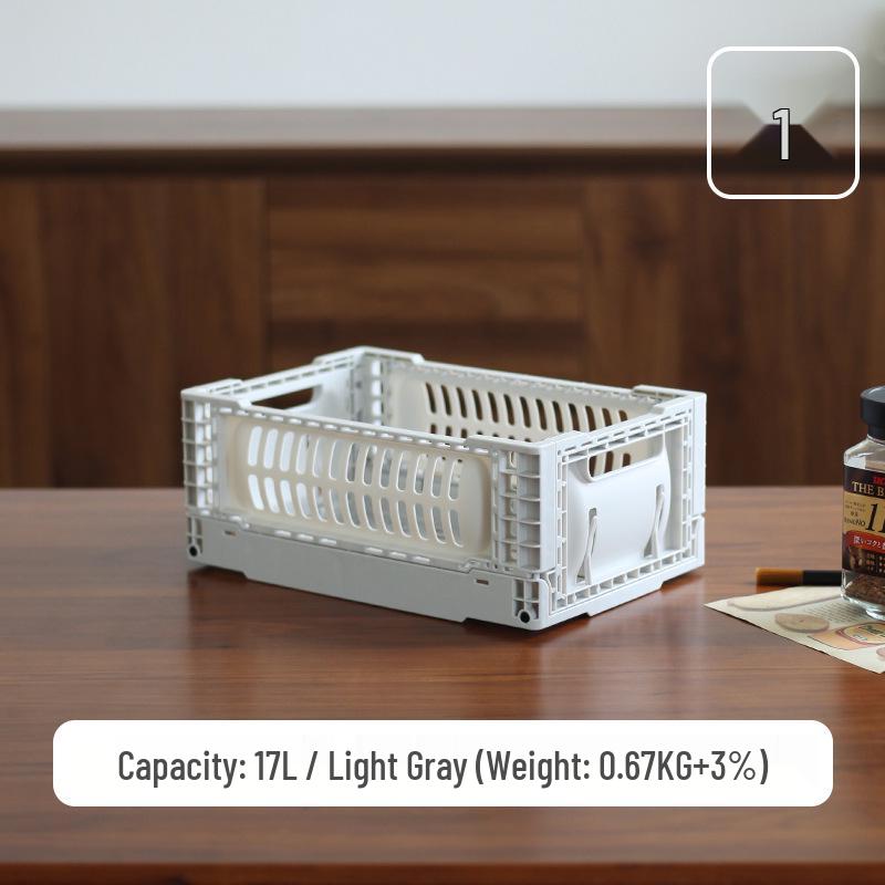Foldable Industrial Style Plastic Storage Basket for Camping, Bathroom, Kitchen, and Sundries