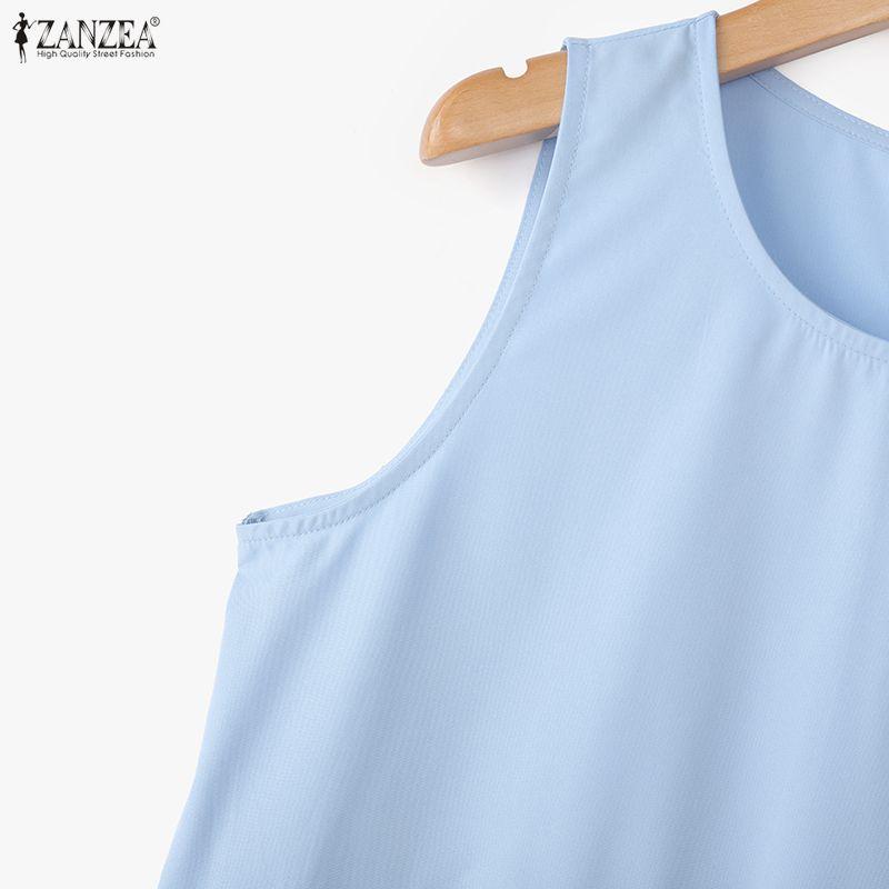 ZANZEA Women Summer Casual Round Neck Sleeveless Tank Tops
