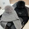 Iceland Big Fox Hairball Rabbit Hair Ear Protection Hat Winter Light Luxury Rhinestone Min Velvet Warm Knitted Hat Women
