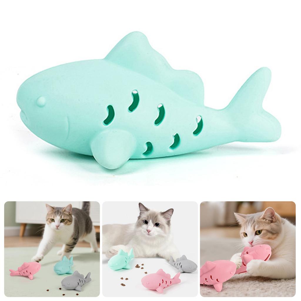 Silicone Fish Chew Toy For Cats Interactive Treat Dispenser Hunting Instinct Stimulation Boredom Relief Dental Health