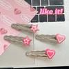 Nowa koreańska różowa spinka do włosów w gwiazdki dla kobiet Y2K słodka fala metalowa spinka wsuwka dziewczyna urocze akrylowe akcesoria do włosów
