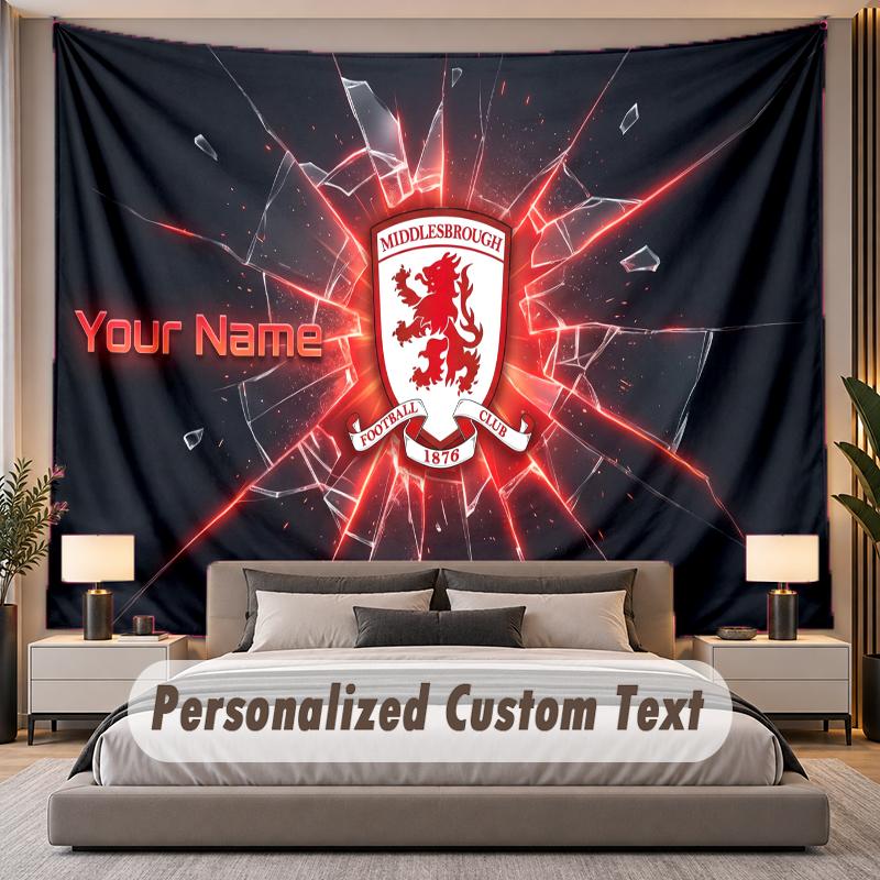 Custom Name Text Tapestry Middlesbrough FC Personalized Polyester Wall Tapestry For Bedroom And Room