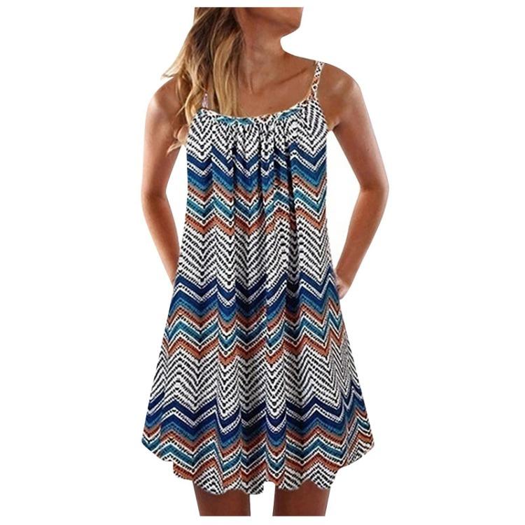 Böhmisches Print Ärmelloses Westenkleid Damen Lässig Sommer Locker Tank Große Größe Mode