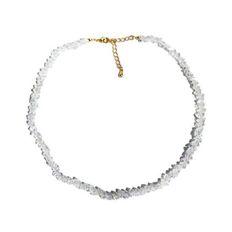 Женское ожерелье, многогранное хрустальное стекло, регулируемая удлиненная длина, ювелирные изделия на шею, женское колье-колье белый