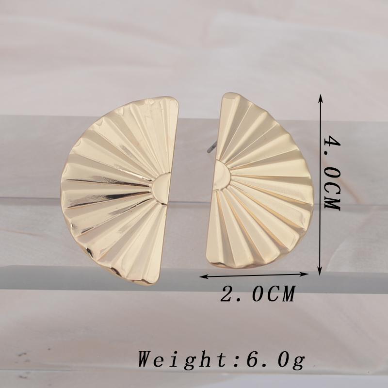

Vintage Geometry Fold Sector Earrings for Women Golden Copper Color Metal Half Round Flower Drop Earrings Simple Zircon Gift