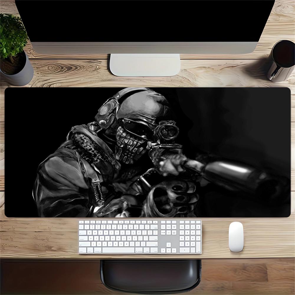 Cyberpunk Soldier Portrait Large Gaming Mouse Pad Nonslip Rubber Base Waterproof Desk Mat For Office Pc Laptop