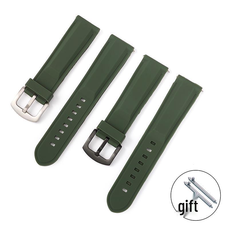 Waterproof Silicone Watch Strap with Stitching and Switch Lugs, Available In 18mm, 20mm, 22mm, and 24mm