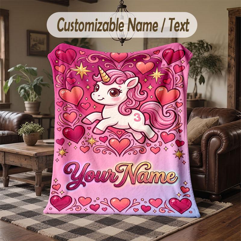 Coperta da divano a tema unicorno con nome personalizzato, coperta morbida e accogliente per casa, divano, letto