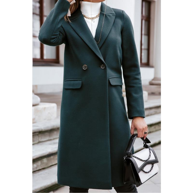 Autumn and Winter Long Suit Collar Woolen Coat Coat Women