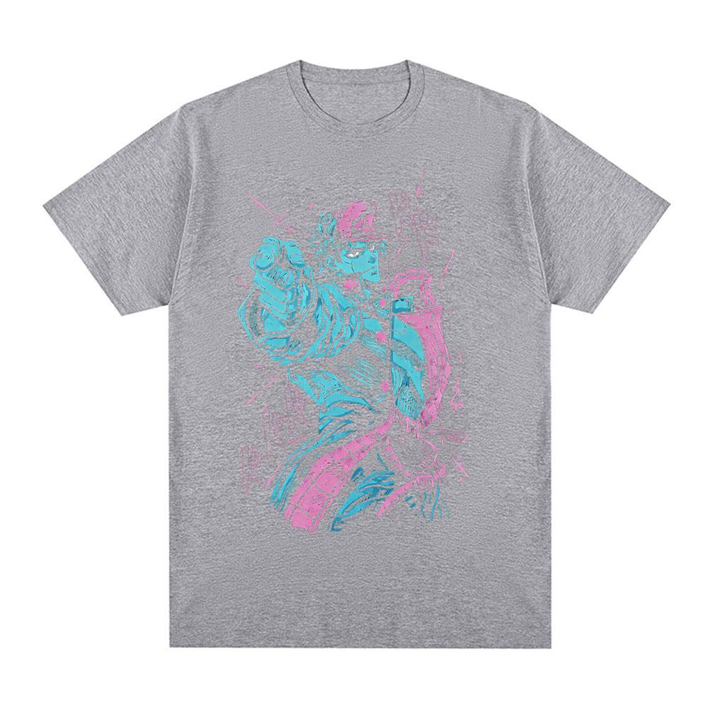 Anime JoJo Bizarre Adventure Jotaro Kujo Unisexga T Shirts Unisexs Clothing Casual Harajuku Cotton Short Sleeves Tshirts Streetwear