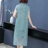 Šaty Nová široká manželka Cheongsam Dámske letné šaty stredného veku Dlhé šaty Qipao