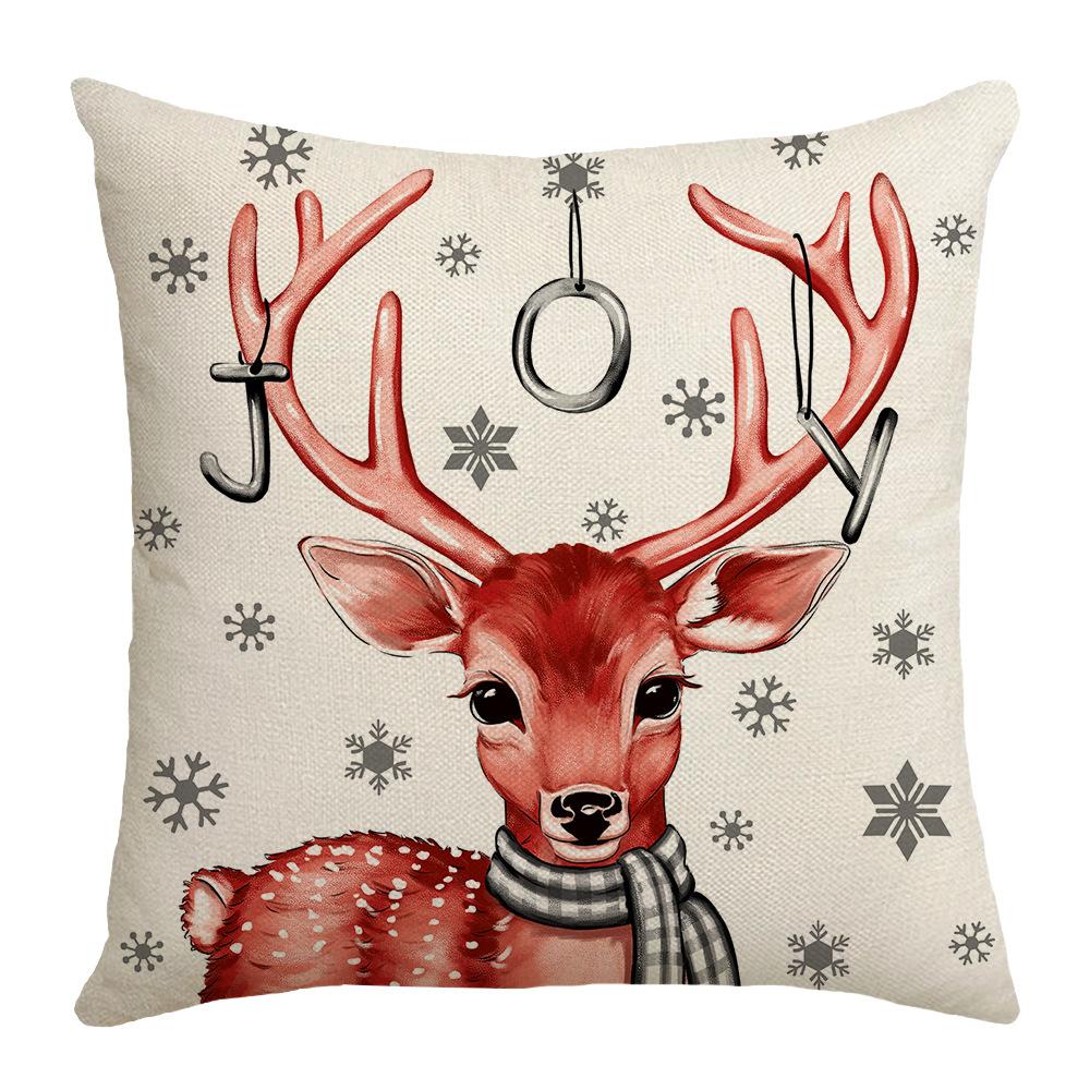 New Christmas Decorative Throw Pillow Cover Sofa Living Room Cushion Elk Print Pillow Cover