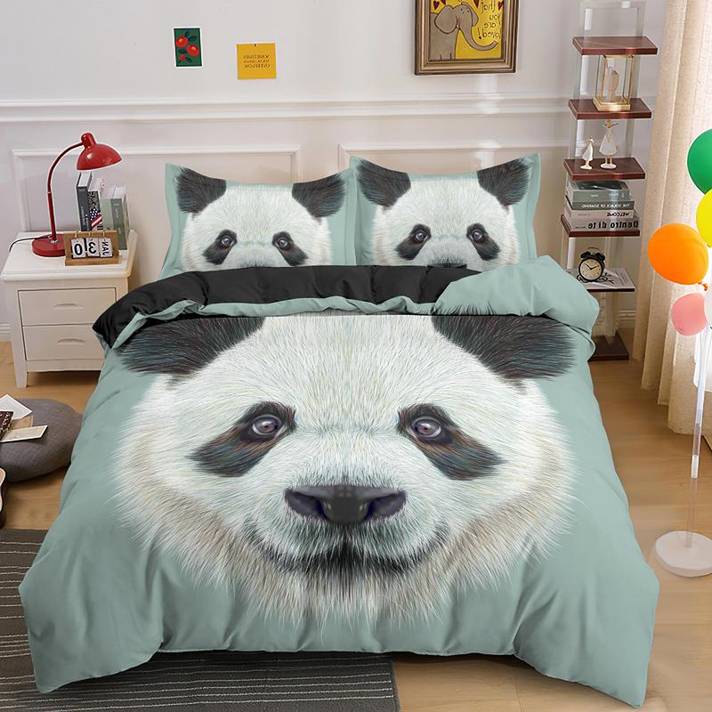 Cartoon Panda 3D Bedding Set Printed Cute Animal Duvet Cover Sets Single Full Queen King Size Bed Clothes For Adult Kids Gifts
