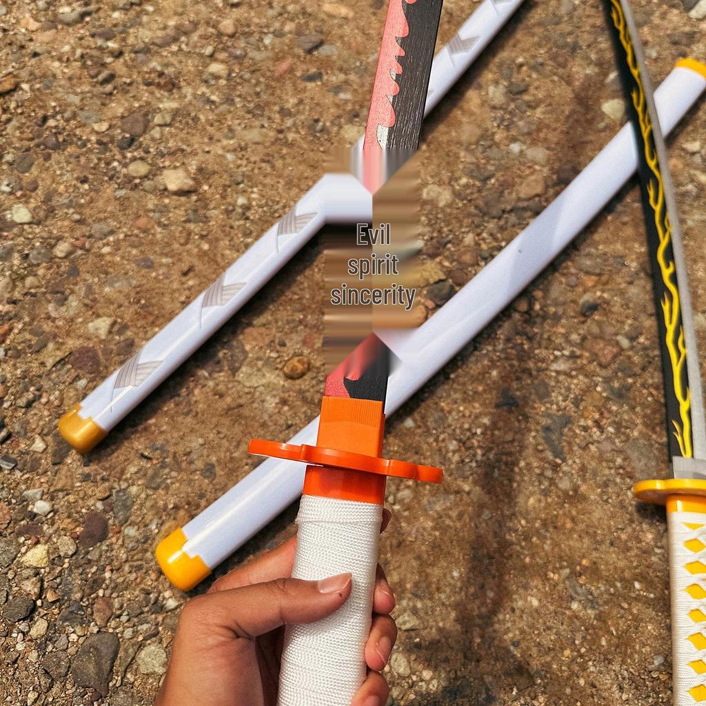 Tanjiro's Demon Slayer Nichirin Toy Sword for Kids - Bamboo Samurai Prop with Scabbard.