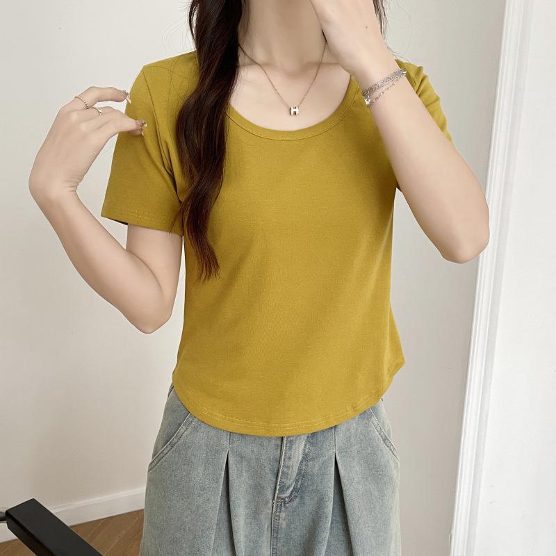 2026 Summer New Slim Fit V-Neck Short-Sleeve T-Shirt for Petite Women