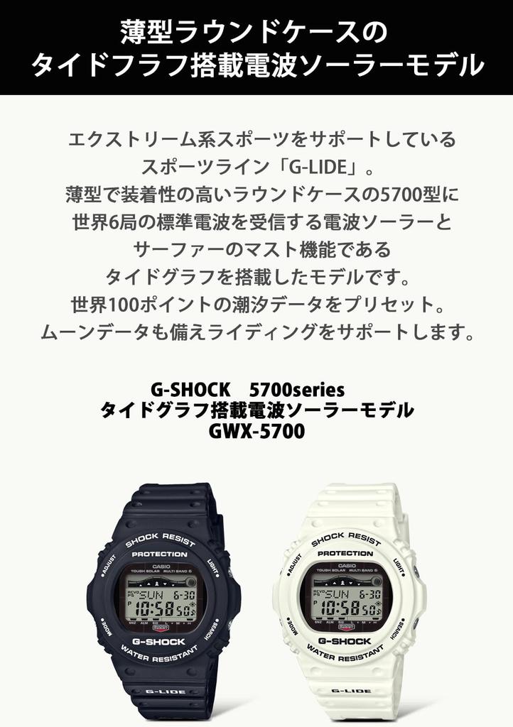Casio G-Shock G-LIDE Radio-Controlled Solar Watch GWX-5700CS-1JF / -5700CS-7JF Men's Black / White [Official Japanese Product]