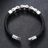 Punk Men Biker Chain Bracelet Genuine Leather Stainless Steel Magnetic Buckle Gift for Men Pulseras