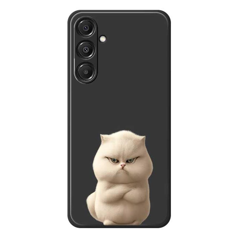

For Samsung Galaxy A16 5G/4G Case Angry Cat Pattern Printing Straight Edge TPU Phone Back Cover Black