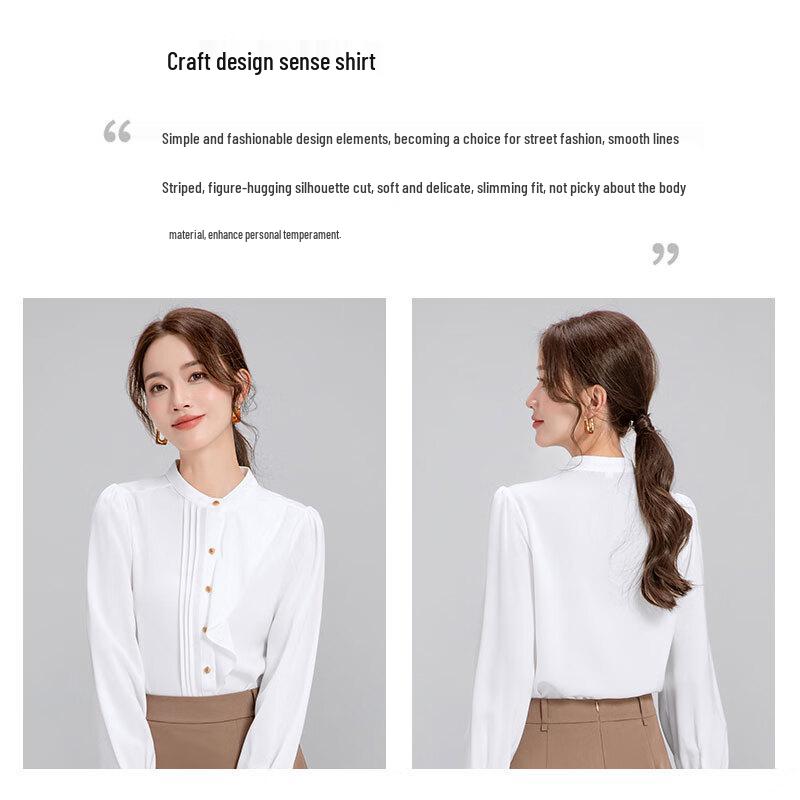 Women's Elegant Wrinkle-Free Long-Sleeve White Shirt