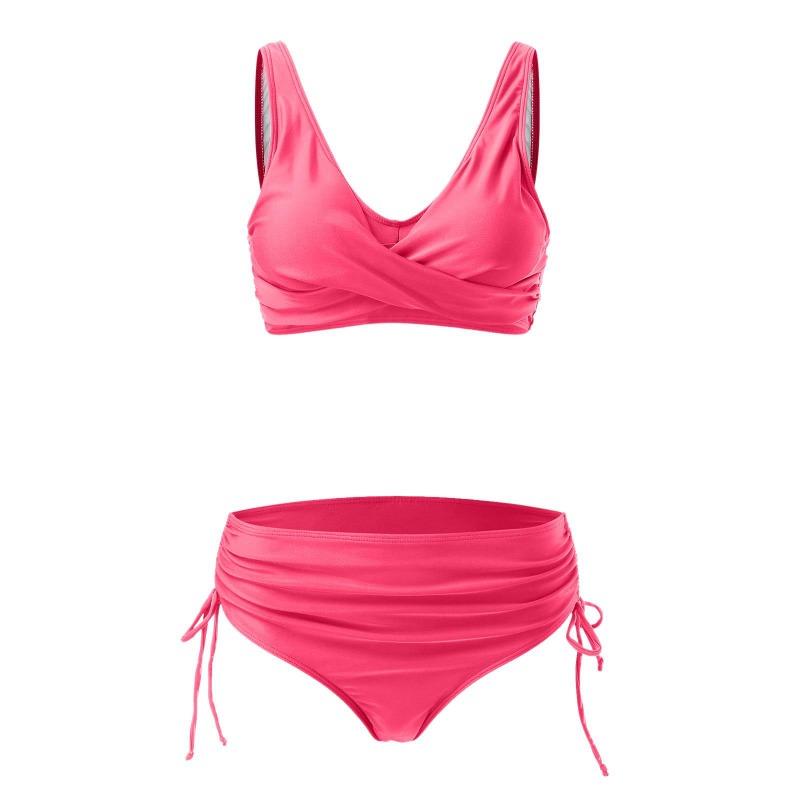 New Solid Color Cross-strap Sexy Halter Split High-waisted Bikini Swimsuit