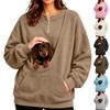 Dames Half-Zip Sweatshirt met Borst Pet Zakje, Casual Pullover Top