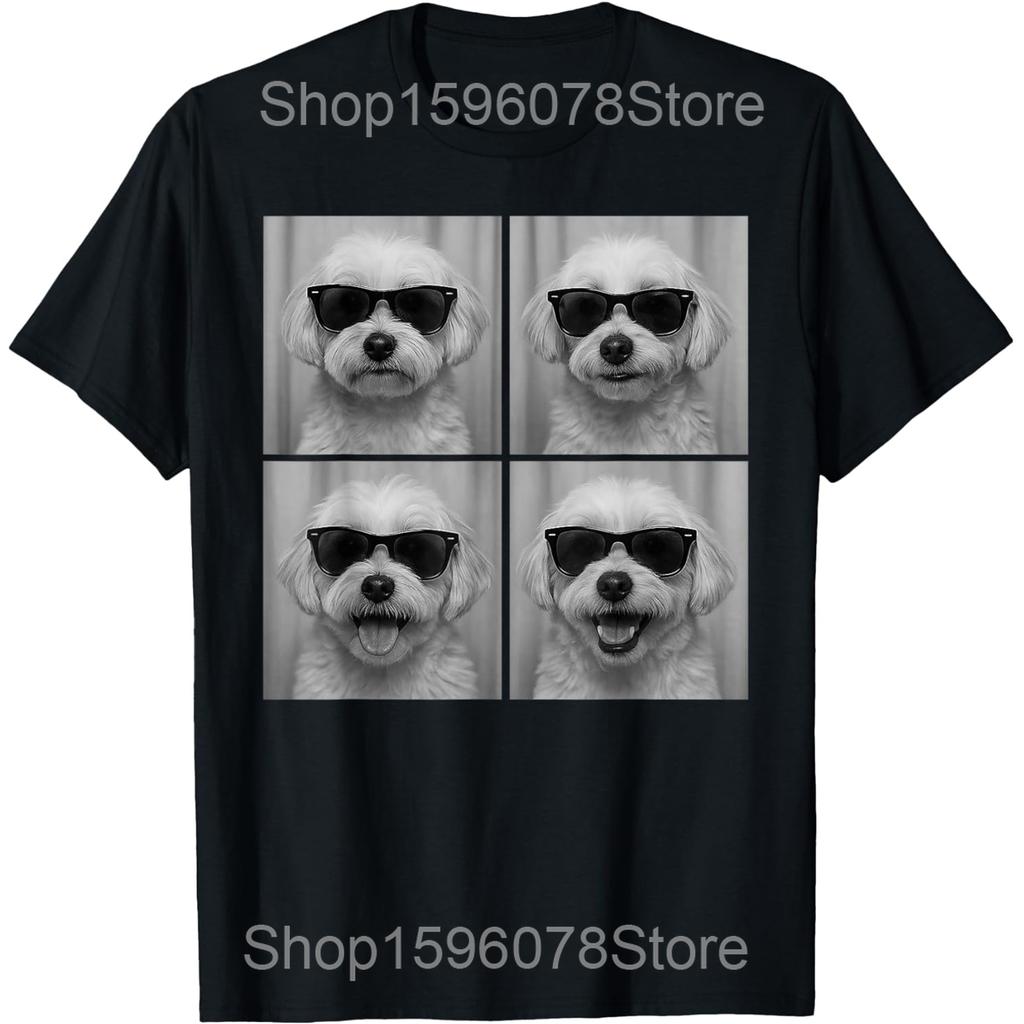Funny Maltese Dog Lover Cute Photo T Shirts Unisex Women Pure Cotton Humor Streetwear Tee Shirt Short Sleeve Unisex Loose Clothing