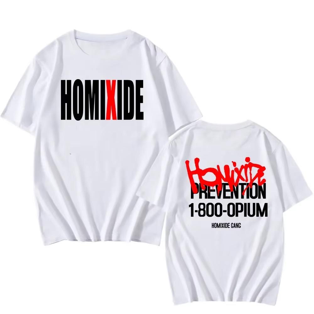 HXG Homixide Gang Tshirts Camisetas Summer  Short Sleeve T-shirt Men Women Clothing Graphic Tee Grunge Print Top