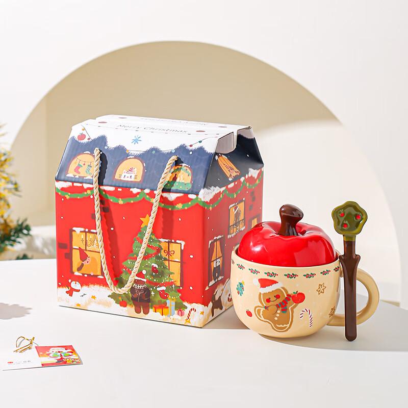 Nu Feng Gingerbread Apple Ceramic Mug with Lid and Spoon