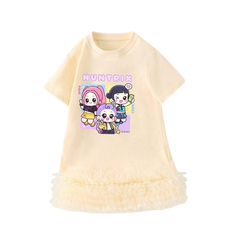 Vestido de Dibujos Animados de Manga Corta Rumi Zoey Mira Demon Hunters para Niñas