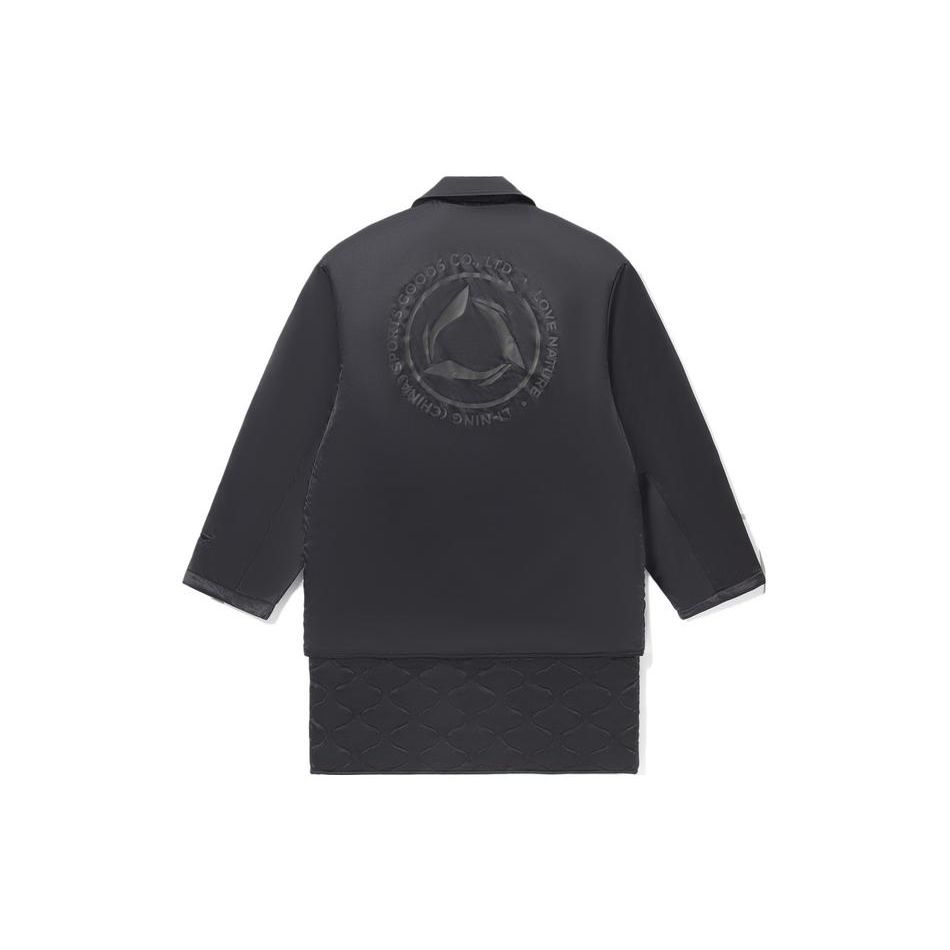 Li Ning Logo Zip Long Sleeve Windbreaker With Multiple Pockets Men Outerwear Black AFMR475-2