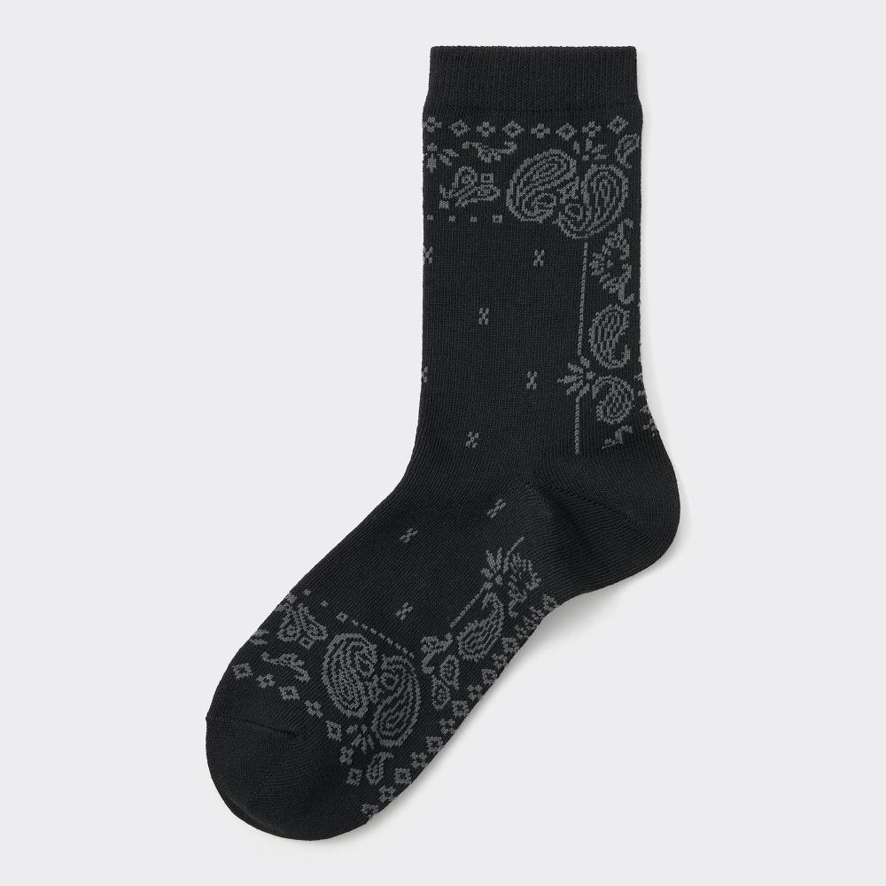 

Высокие носки до щиколотки GU by Uniqlo с узором пейсли 09 BLACK/2527cm