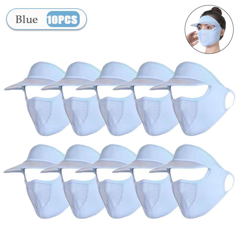 1-20PCS Women‘s Summer Ice Silk Sun Hat with Full Face Mask Breathable UV Protection Lightweight Washable for Outdoor Travel
