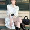 2026 Spring/Summer French Waist-Cinched Slimming Shirt Dress Women's Fashion
