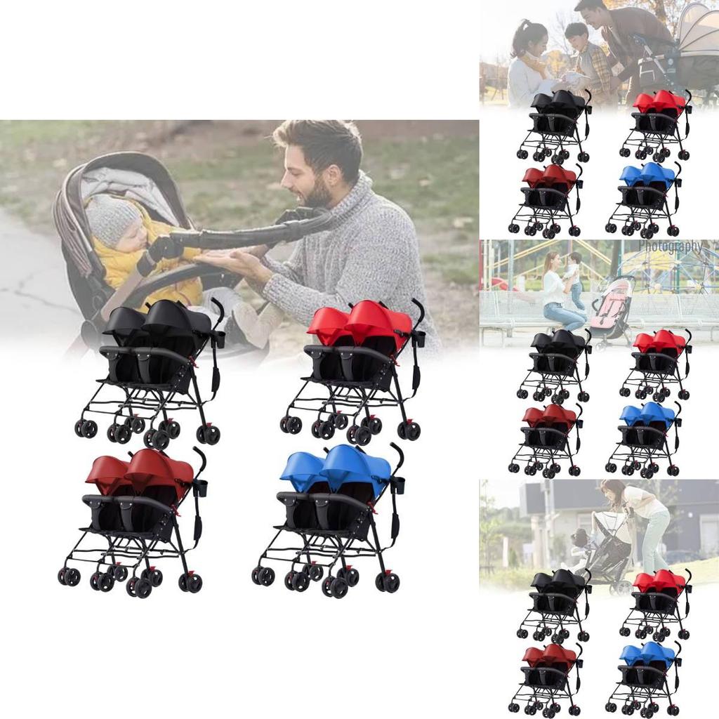 Versatile Twin Baby Stroller Super Lightweight Easy Foldable Umbrella Design Suitable For Two Infants